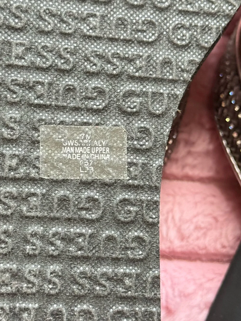 GUESS Pink Metallic Wedge Thong Sandals